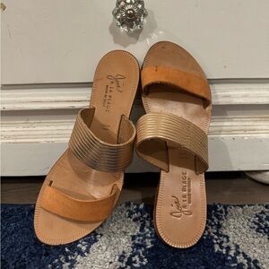 Joie A LA Plage Two Band Leather Sandals (38) (Gold)